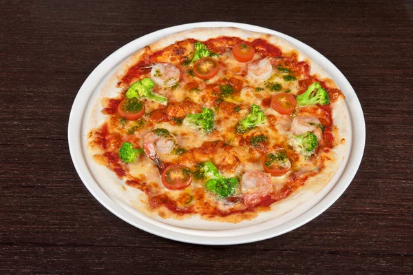 Zeevruchten pizza — Stockfoto