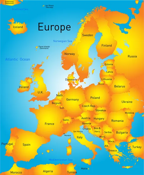 Mapa da Europa — Vetor de Stock