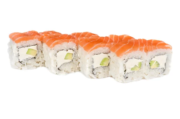 Roll with cream cheese, avocado and salmon fish — Stock Photo, Image
