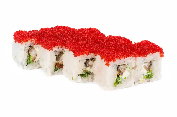 Rollo con queso crema, caviar tobiko — Foto de Stock