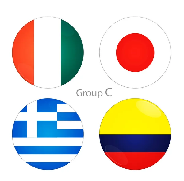 Grupa c - Wybrzeże Kości Słoniowej, Japonia, Grecja, Kolumbia — Zdjęcie stockowe