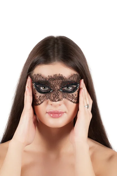 Girl at mask — Stock Photo, Image