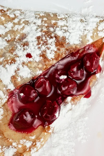 Pancakes with cherries — Stock Photo, Image