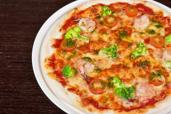 Zeevruchten pizza — Stockfoto