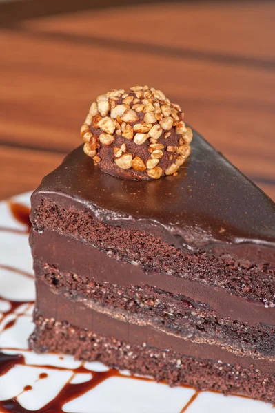 巧克力蛋糕片 — 图库照片