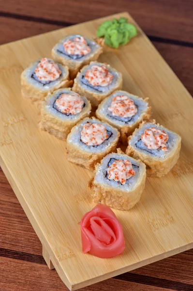 Cream cheese and tobico sushi roll — Stok Foto