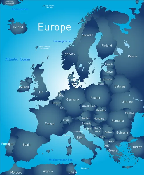 Carte de l'Europe — Image vectorielle