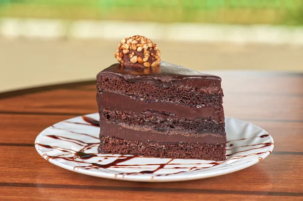 Choklad tårta bit — Stockfoto