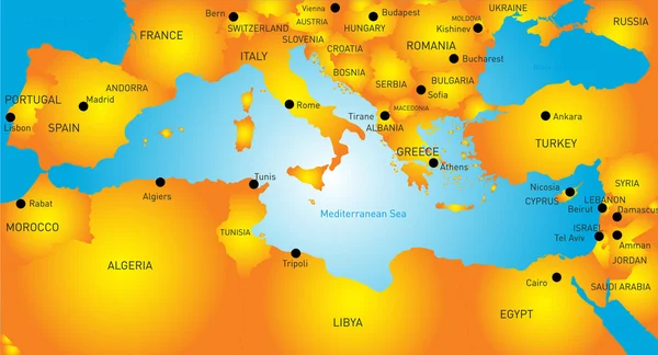 Región mediterránea — Vector de stock