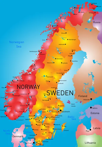 Norwegen und Schweden — Stockvektor