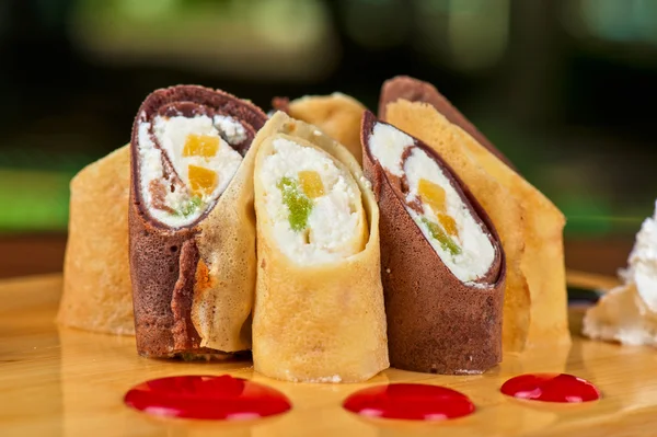 Pancake roll met marmelade — Stockfoto