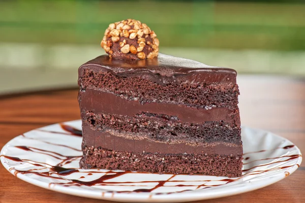 Choklad tårta bit — Stockfoto