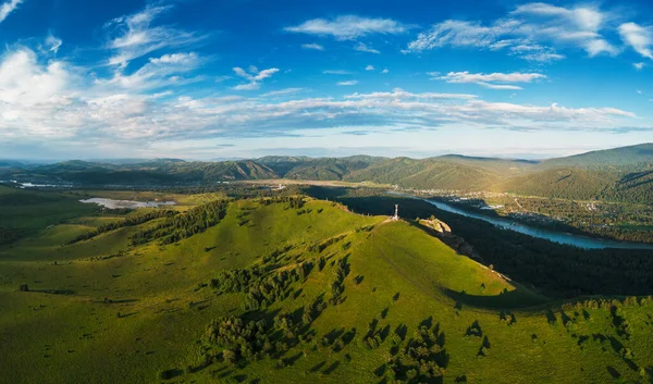 Aerial drone shot of beauty dawn on the peak — Stock Photo, Image