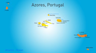 Azor Adaları Haritası