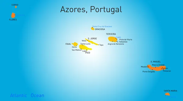 Mapa de Azores — Vector de stock