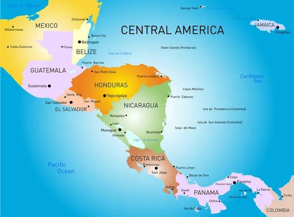 Central america map — Stock Vector