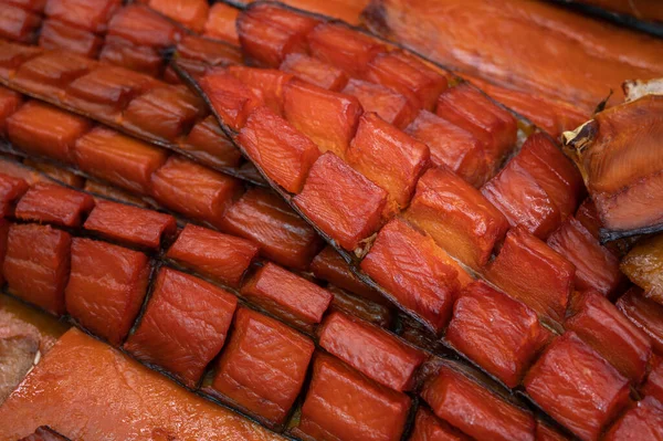 Verschiedene geräucherte Fischprodukte — Stockfoto