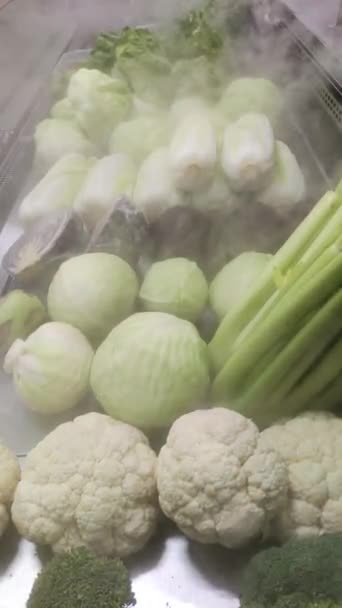 Légumes frais et herbes au réfrigérateur — Video