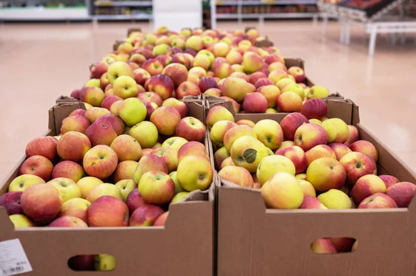 Sortiment an frischen Äpfeln Stockbild