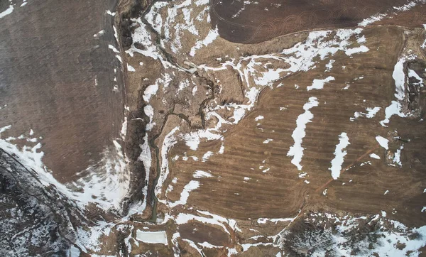 Αφηρημένη Τοπίο Φόντο Χιόνι Πάνω Από Drone Top View — Φωτογραφία Αρχείου