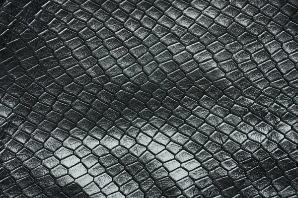 Μαύρη Γυαλιστερή Κροκόδειλος Δερμάτινη Επιφάνεια Μακροεντολή Close View — Φωτογραφία Αρχείου