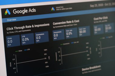 New York, ABD - 23 Ekim 2020: Google reklamlarının yönetilmesi ekranı kapatma görüntüsü