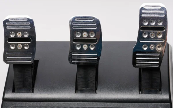 All Three Car Metal Shiny Pedal Isolated Close View Stock Picture