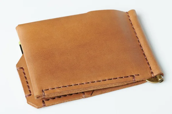 Back Leather Credit Card Holder Isolated White Studio Background — Stock Photo, Image