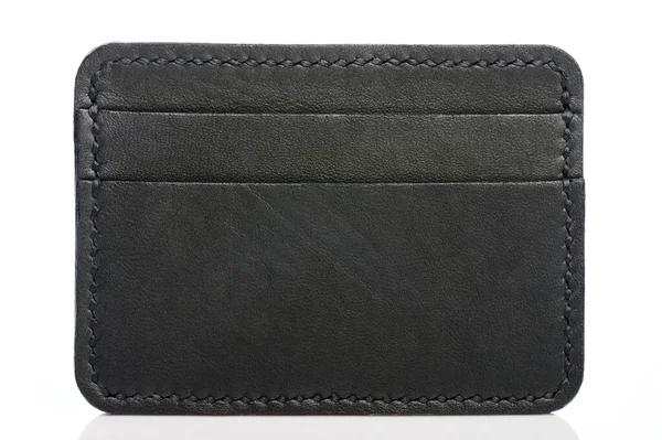 Black Leather Card Wallet Pockets Isolated Studio Background — Stock Photo, Image