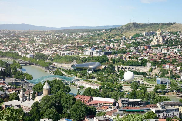 Központ Capial Georgia Tbilisi Város Légi Drón Kilátás — Stock Fotó