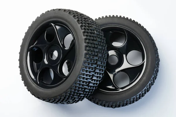 Black Plastic Offroad Wheels Top Isolated — Stock Photo, Image