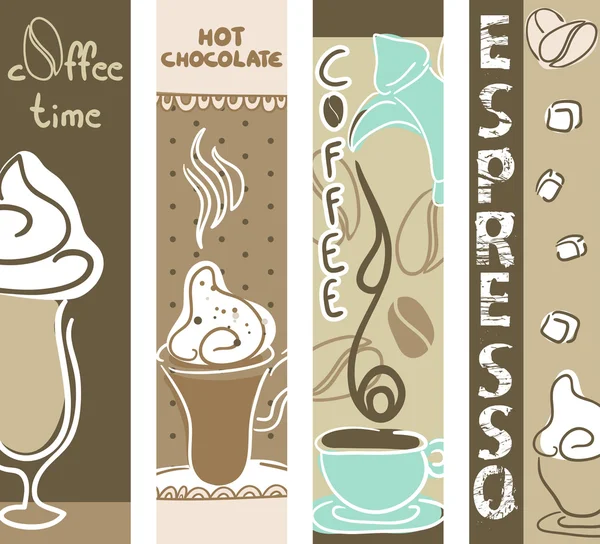 Koffie en warme chocolade banners — Stok Vektör