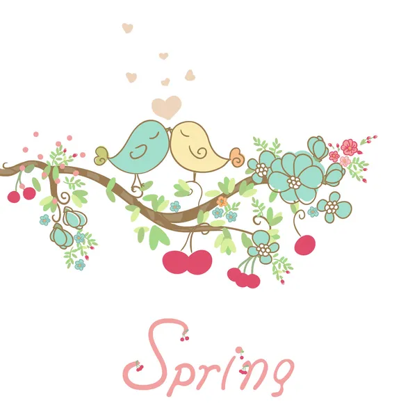 Carte de printemps romantique — Image vectorielle