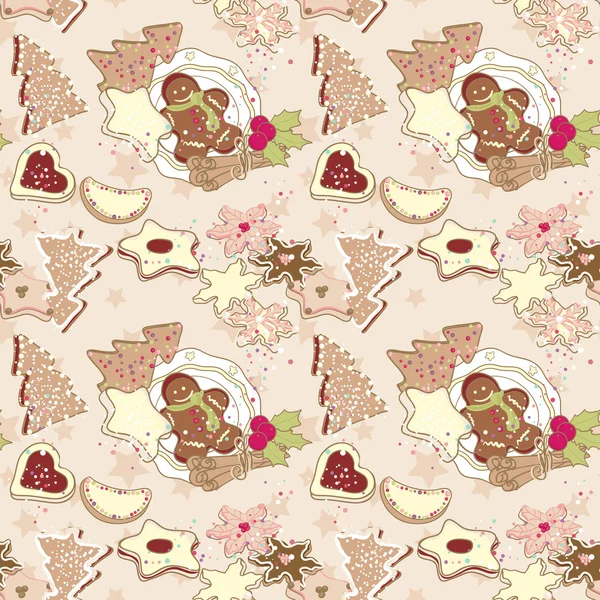 Winter cookies pattern — Stock Vector