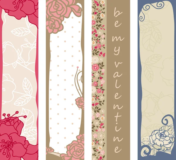 Floral Valentijnsdag banners — Stockvector