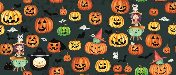 Bezešvé Halloween Téma Vzor — Stockový vektor