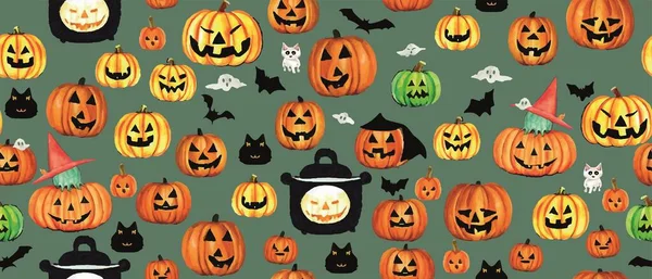 Naadloze Halloween Thema Patroon Met Pompoenen — Stockvector