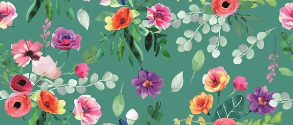 Naadloos Botanisch Patroon Met Wilde Bloemen — Stockvector