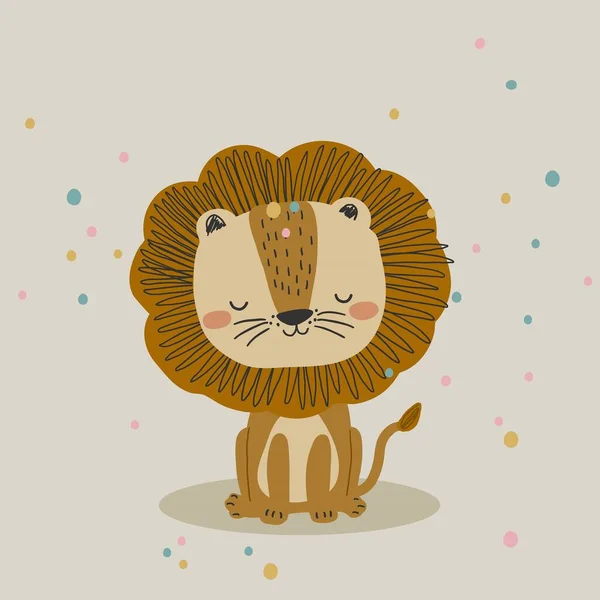 Little Lion Concept Nursery Print — Stock Vector
