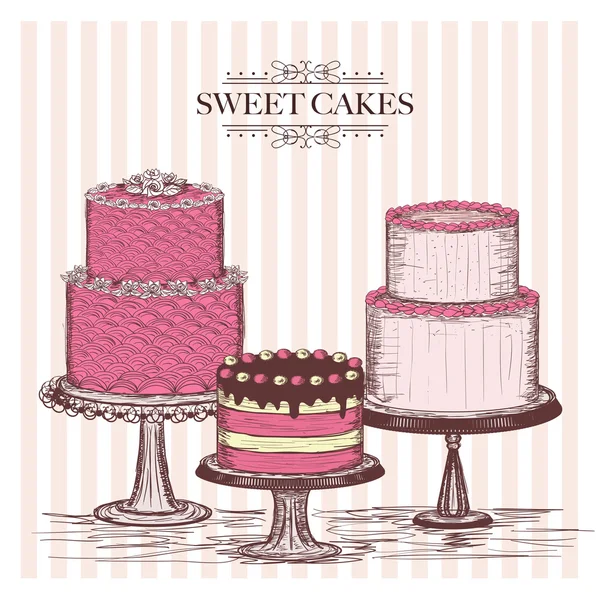 Pasteles dulces — Vector de stock