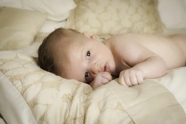 Сладкий ребенок на одеяле — стоковое фото