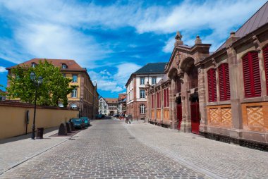 Colmar eski şehir Meydanı, alsace, Fransa