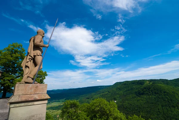 Statue guarding Hohenzollern Castle — Stock Photo, Image