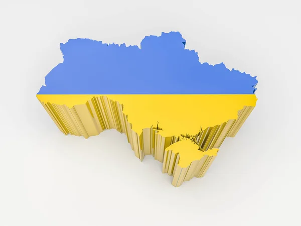 Ukraine Map Ukrainian Flag White Background — Stock Photo, Image