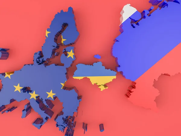 Illustratie Van Spanningen Tussen Oekraïne Rusland Europese Unie — Stockfoto