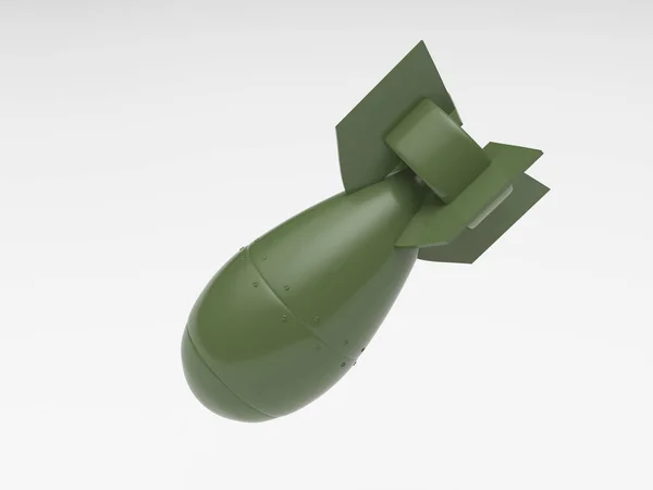 Рендеринг Зеленой Ракеты Падающей Металл Белом Фоне — стоковое фото