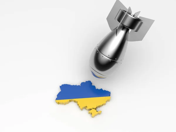 3D渲染导弹轰炸欧洲的乌克兰地图 — 图库照片