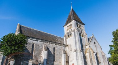 Church of Saint Hilaire de Chteauvieux under a blue sky in Chateauvieux in the Loir-et-Cher