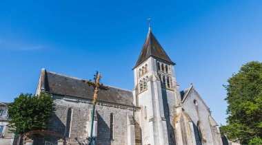 Church of Saint Hilaire de Chteauvieux under a blue sky in Chateauvieux in the Loir-et-Cher
