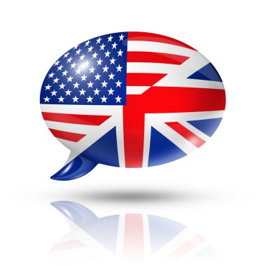 UK and USA flags speech bubble clipart
